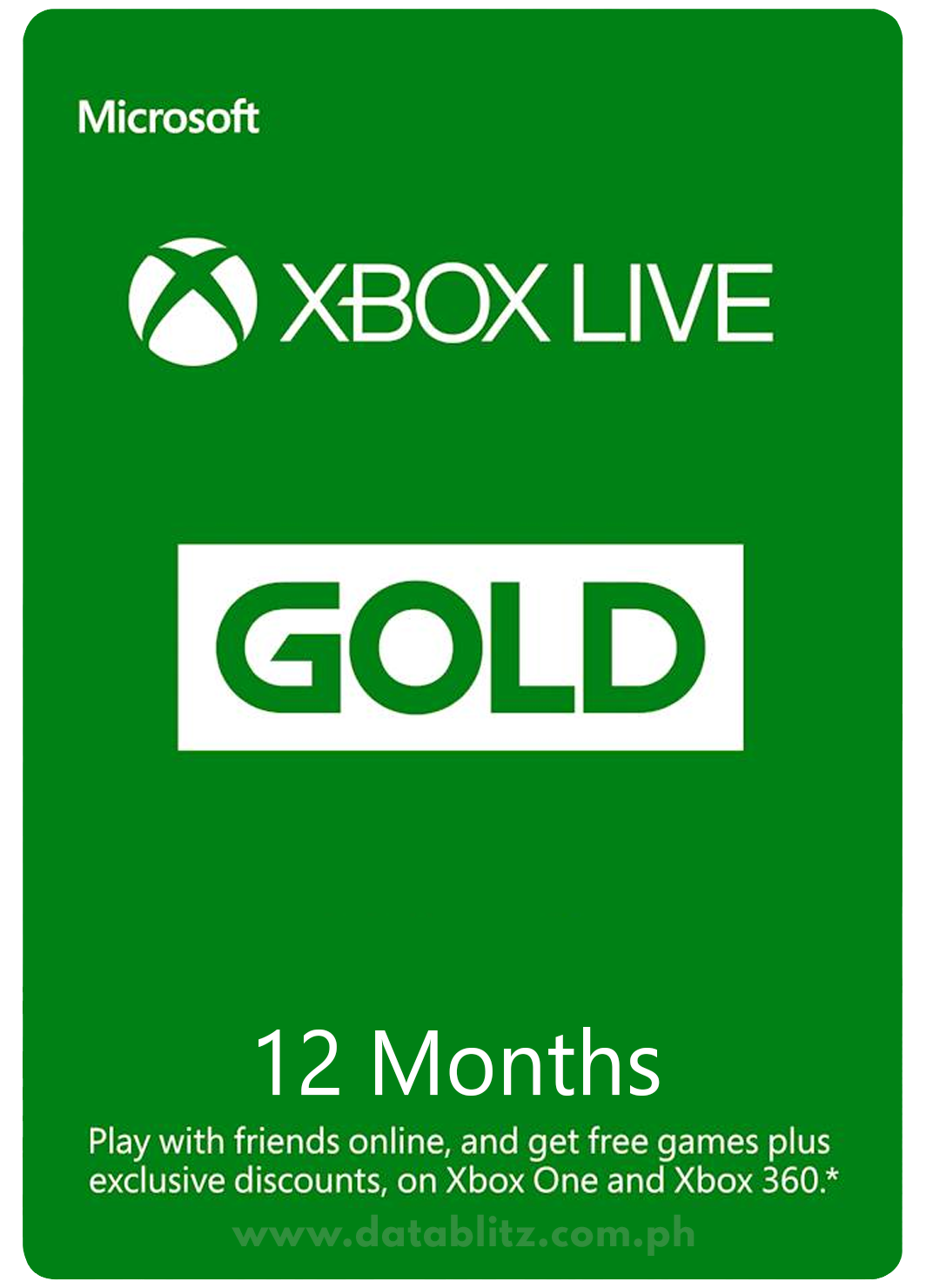 XBOX LIVE GOLD DIGITAL CODE 12 MONTHS MEMBERSHIP US Datablitz