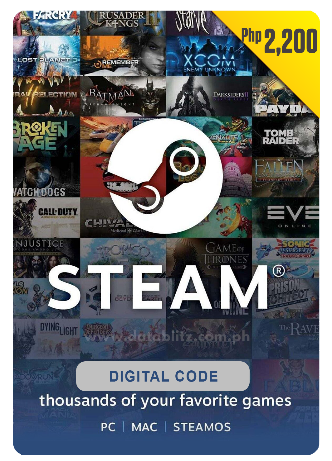 Steam Wallet Digital Code - Php 2,200
