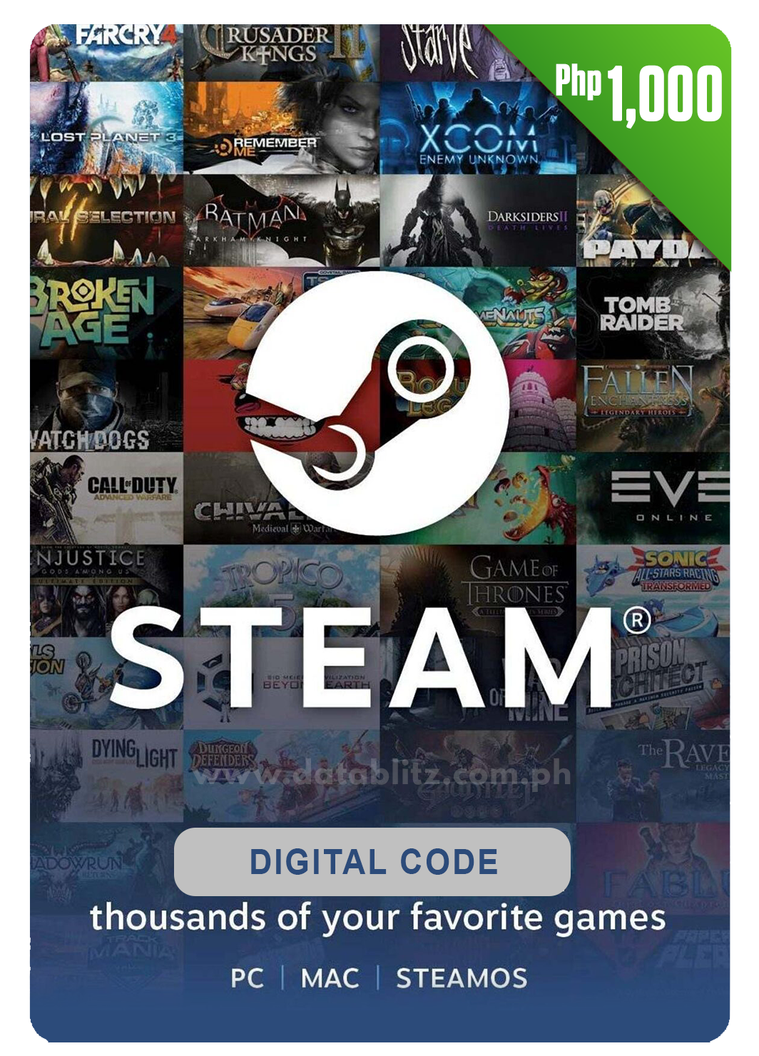 Steam Wallet Digital Code - Php 1,000 – Datablitz Digital Store